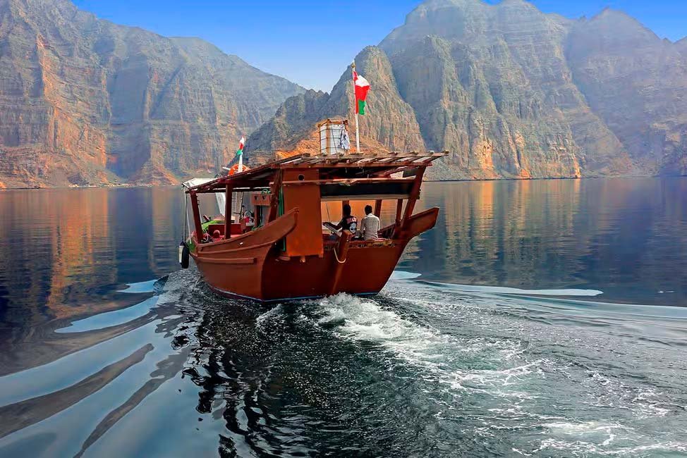 A dhow on the water of Khor Ash Sham in Musandam