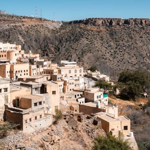 A terraced village on the edge of a gorge on Jabal Akhdar