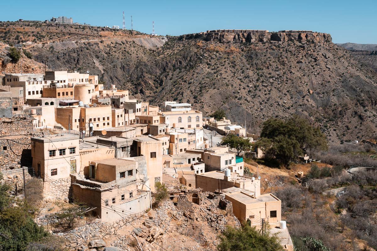 A terraced village on the edge of a gorge on Jabal Akhdar