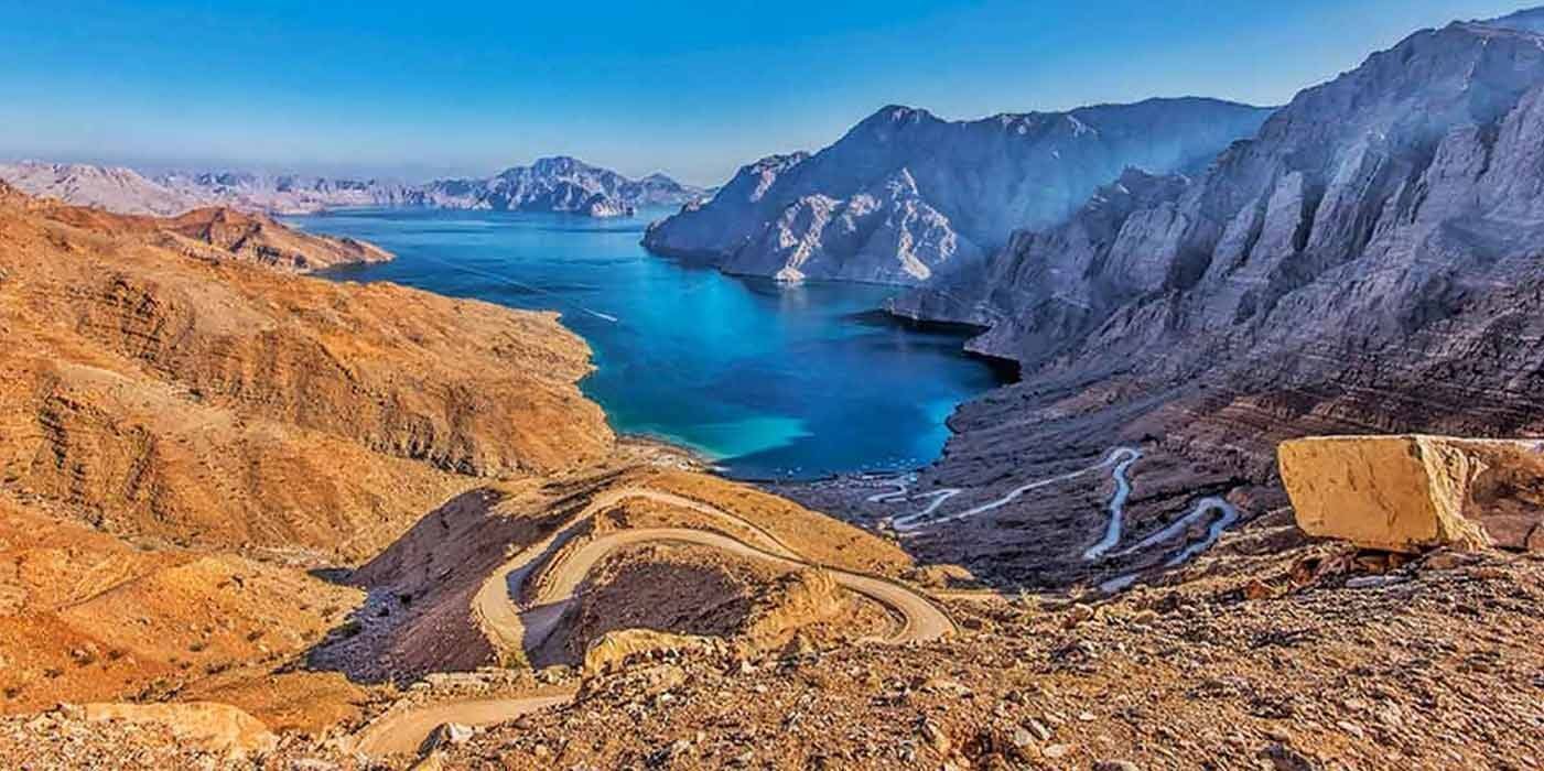 Mountain road above a fjord in Musandam